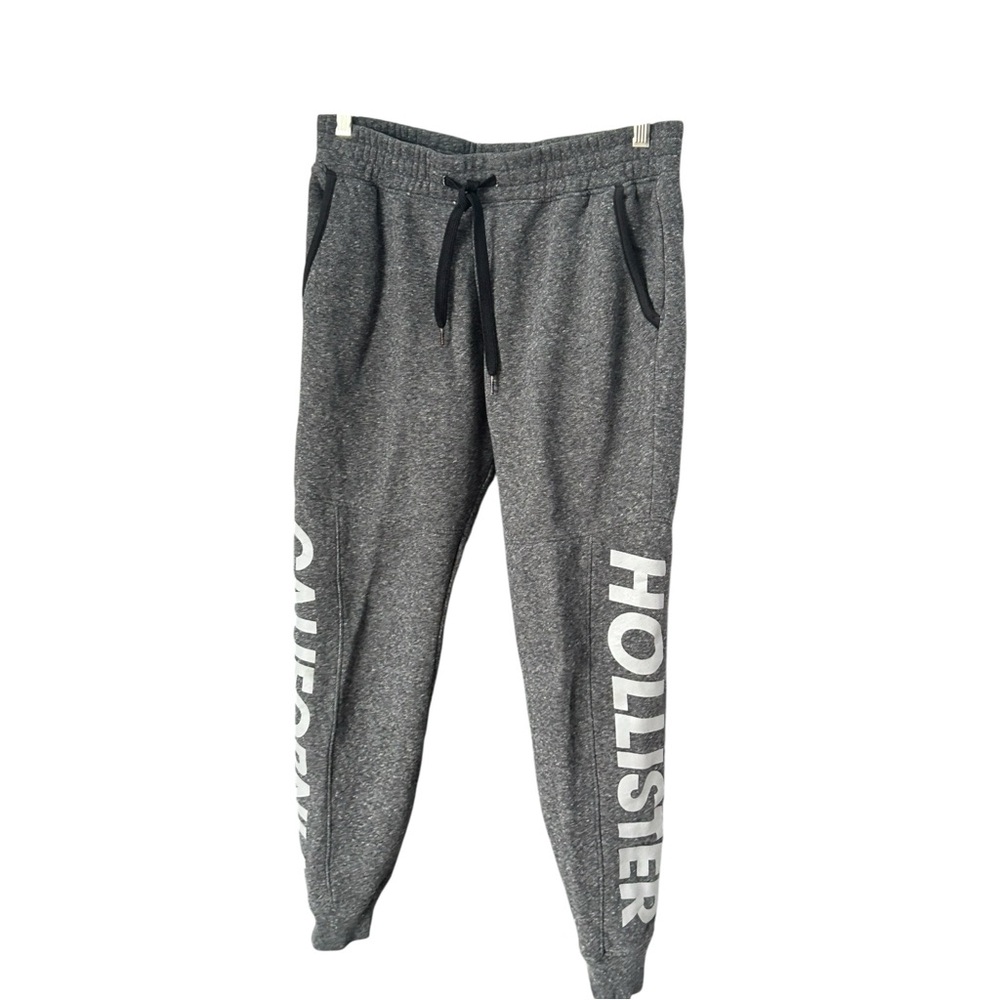 Hollister California Gray Joggers Big Logo Men Small 3 Pocket Stretchy Relaxed